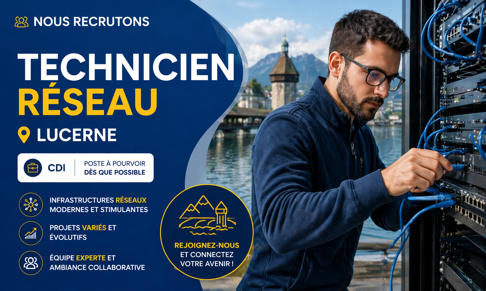 Technicien-réseau-Lucerne-cdi 2 Nous recrutons technicien réseau à Lucerne